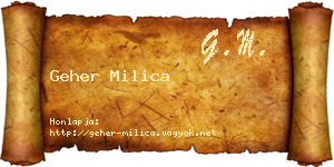 Geher Milica névjegykártya